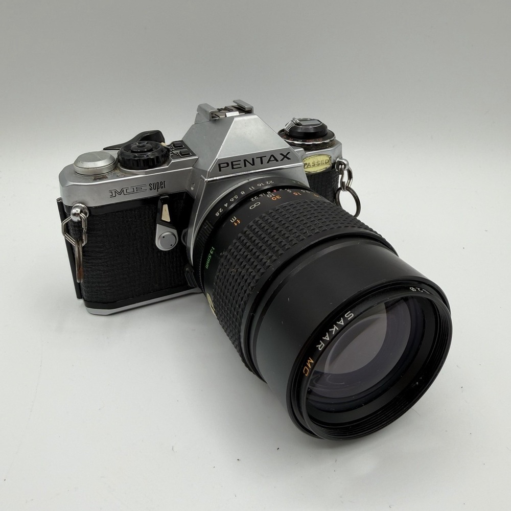 Pentax‎ ME Super 35mm SLR Film Camera w/ 135mm 1:2.8 MC Sakar Lens - Tested READ